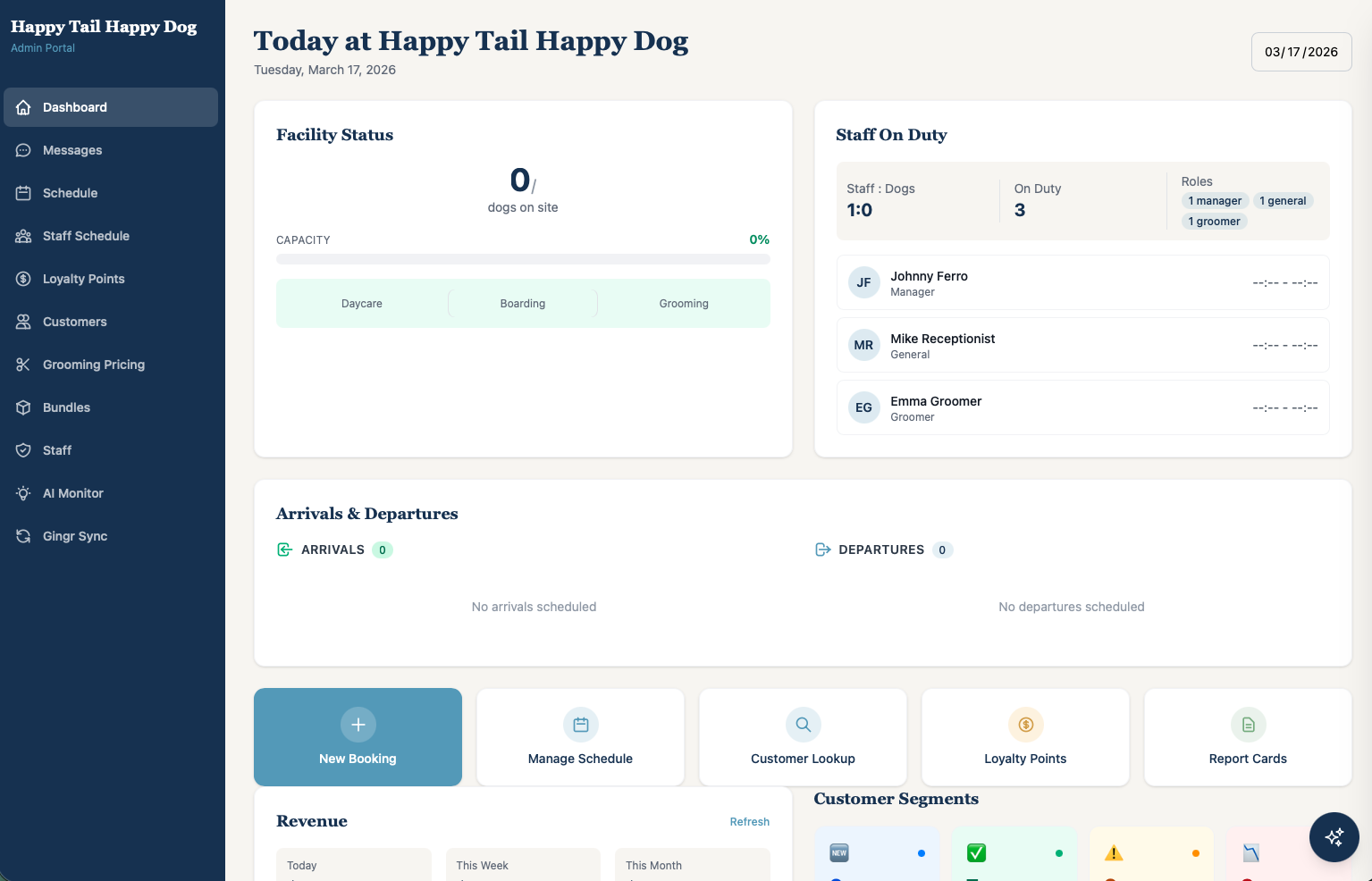 Happy Tail Happy Dog admin dashboard